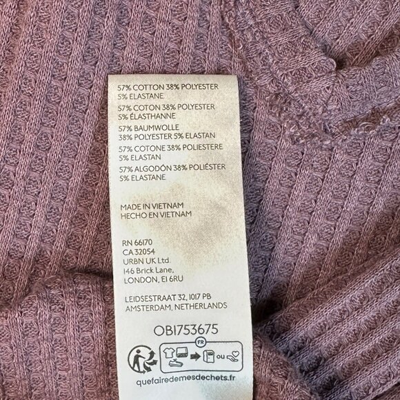 We The Free by Free People Womens Oversized Boho Thermal Knit V-Neck Top L Mauve - Picture 9 of 9